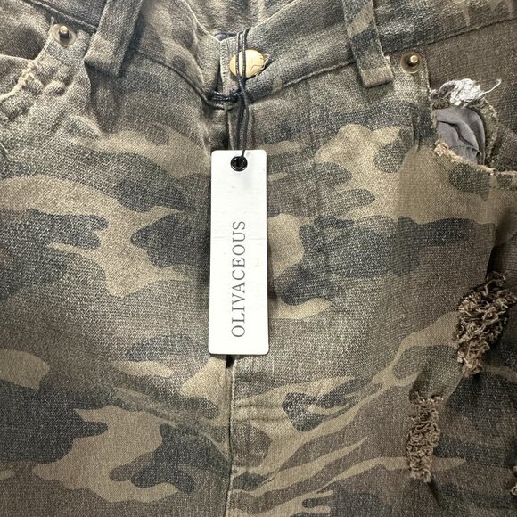 Olivaceous Pencil Skirt Womens Medium Camouflage Cotton Denim Button Fly NEW - Picture 3 of 8
